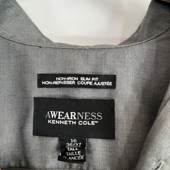 Awearness by Kenneth Cole Grey Non-Iron Slim Fit Dress Shirt - Picture 2 of 8